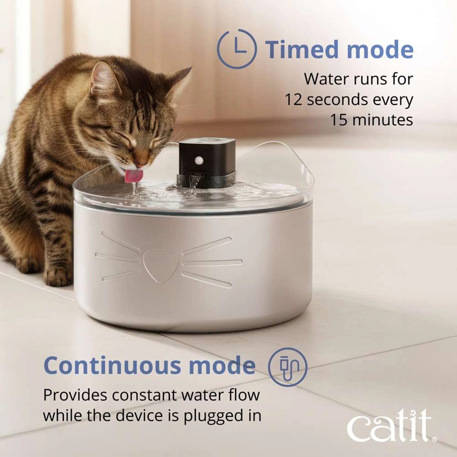 Catit Pixi Drikkefontæne Rustfrit stål UV-C 5 Liter
